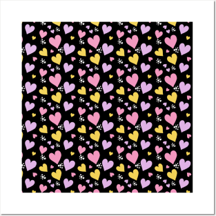 Seamless Pattern design with heart shapes Posters and Art